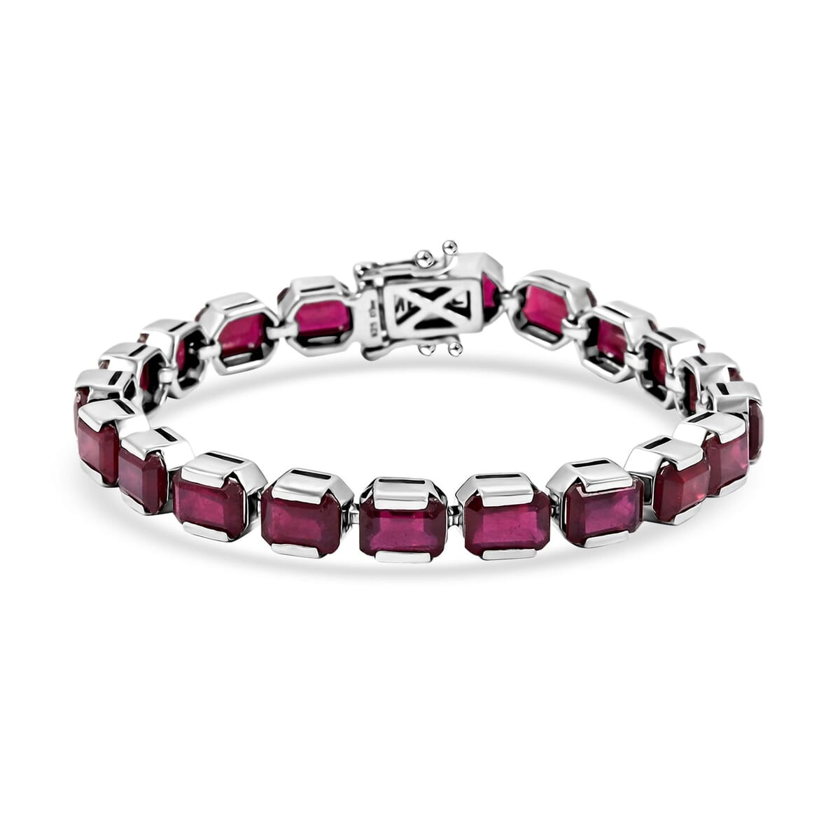 D'Joy Niassa Ruby (FF) 34.80 ctw Crimson Luxe Bracelet in Rhodium Over Sterling Sil (6.50 In)  image number 0