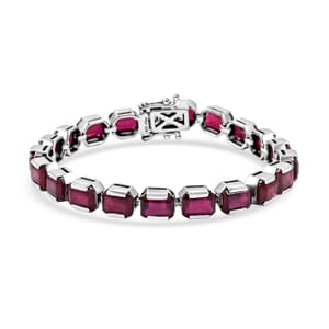 D'Joy Niassa Ruby (FF) 34.80 ctw Crimson Luxe Bracelet in Rhodium Over Sterling Sil (6.50 In) 