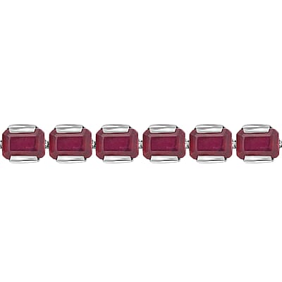 D'Joy Niassa Ruby (FF) 34.80 ctw Crimson Luxe Bracelet in Rhodium Over Sterling Sil (6.50 In)