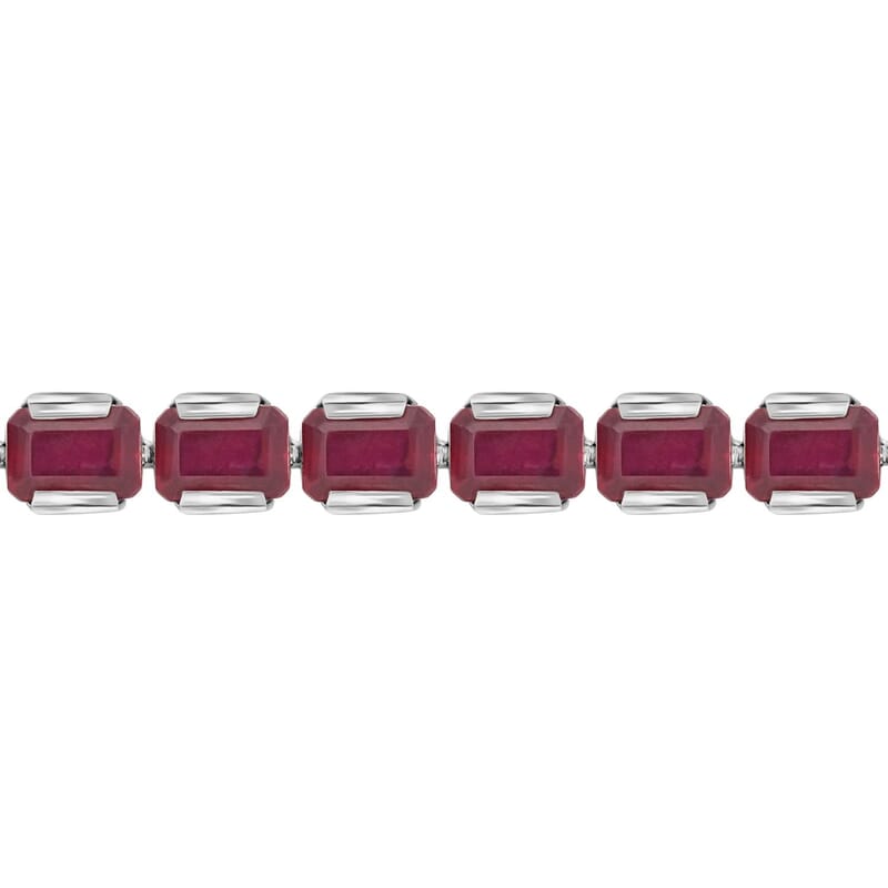 D'Joy Niassa Ruby (FF) 34.80 ctw Crimson Luxe Bracelet in Rhodium Over Sterling Sil (6.50 In)