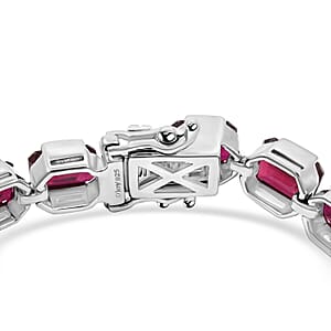 D'Joy Niassa Ruby (FF) 34.80 ctw Crimson Luxe Bracelet in Rhodium Over Sterling Sil (6.50 In) 