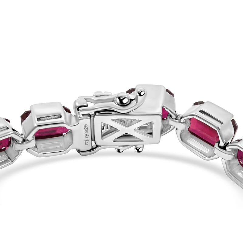 D'Joy Niassa Ruby (FF) 34.80 ctw Crimson Luxe Bracelet in Rhodium Over Sterling Sil (6.50 In)