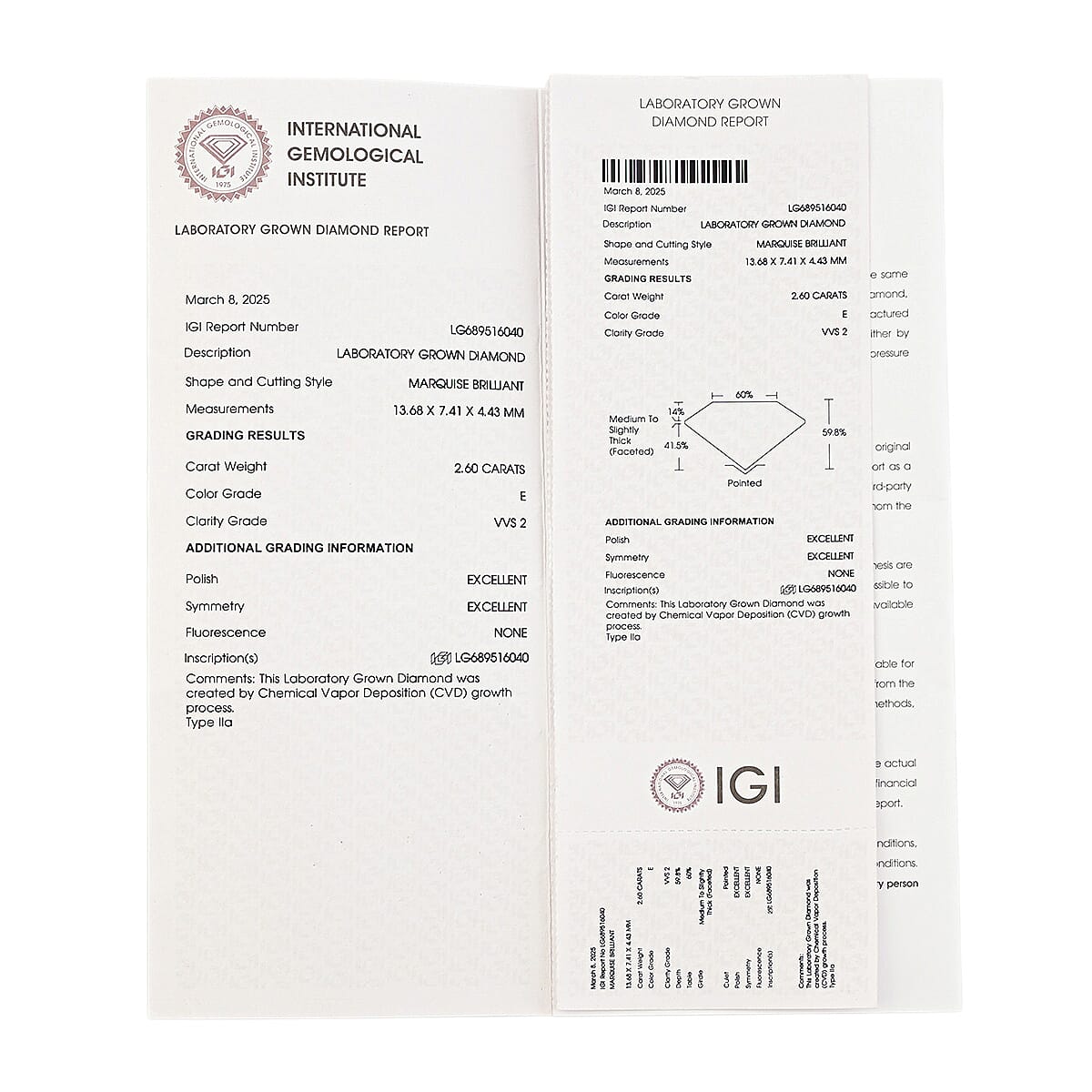 IGI Certified Luxuriant Lab Grown Diamond (Mrq) (E-F, VS) 2.50 ctw image number 6