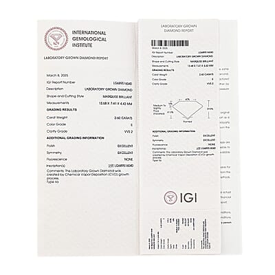 IGI Certified Luxuriant Lab Grown Diamond (Mrq) (E-F, VS) 2.50 ctw