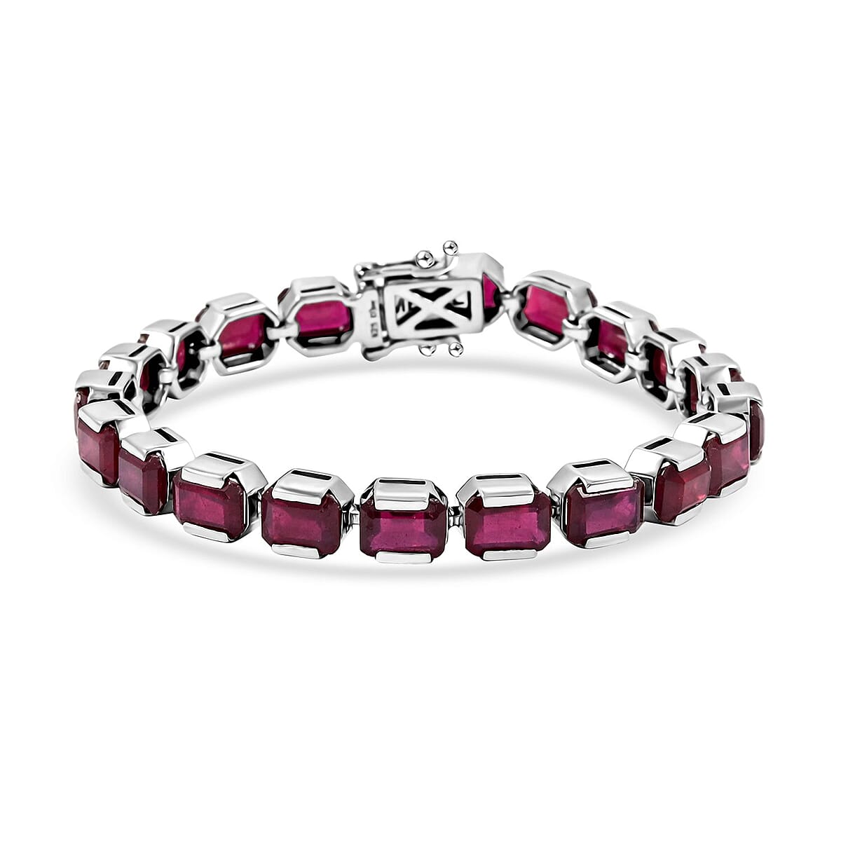 D'Joy Niassa Ruby (FF) 34.80 ctw Crimson Luxe Bracelet in Rhodium Over Sterling Sil (7.50 In)  image number 0