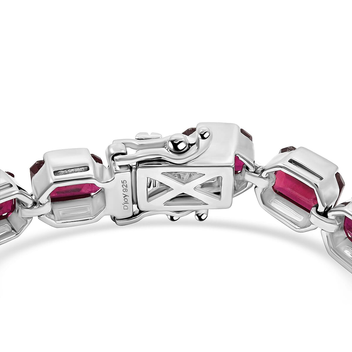 D'Joy Niassa Ruby (FF) 34.80 ctw Crimson Luxe Bracelet in Rhodium Over Sterling Sil (7.50 In)  image number 3