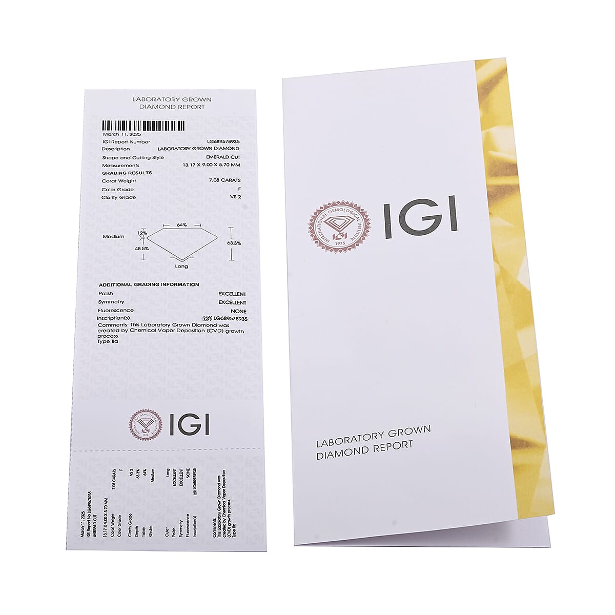 IGI Certified Luxuriant Lab Grown Diamond (Emerald) (E-F, VS) 7.00 ctw