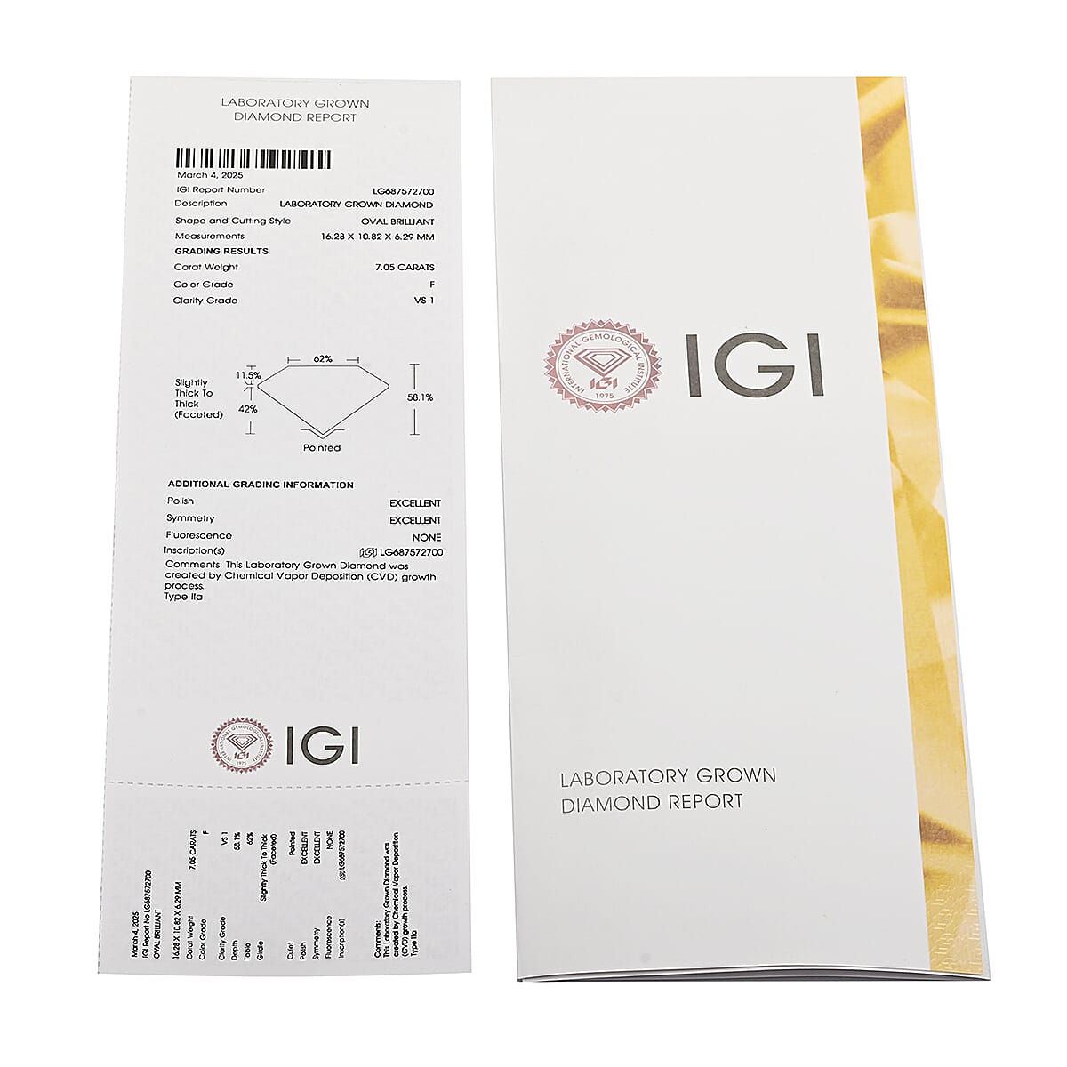 IGI Certified 7.00 ctw Oval Lab Grown Diamond Loose Gemstone – G VS2