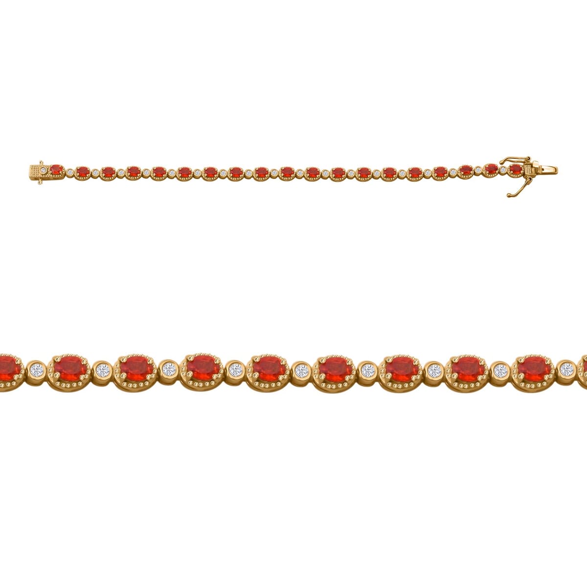 Orange Sapphire and White Zircon 5.60 ctw Fiery Harmony Bracelet in Vermeil Yellow Gold Over Sterling Silver (6.50 In) image number 0