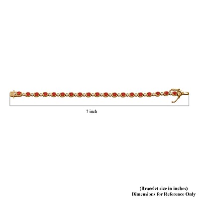 Orange Sapphire and White Zircon 5.60 ctw Fiery Harmony Bracelet in Vermeil Yellow Gold Over Sterling Silver (6.50 In)