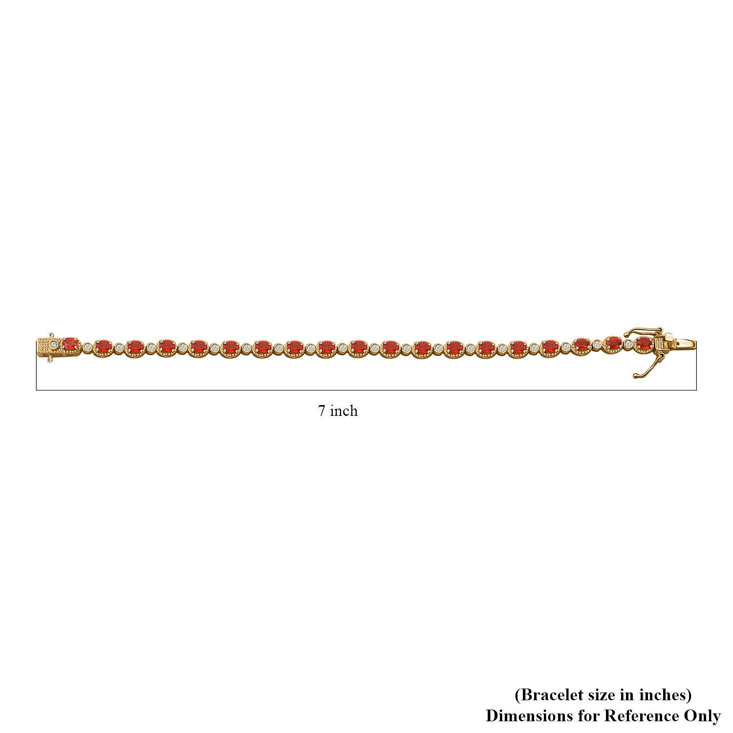 Orange Sapphire and White Zircon 5.60 ctw Fiery Harmony Bracelet in Vermeil Yellow Gold Over Sterling Silver (6.50 In)