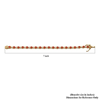 Orange Sapphire and White Zircon 5.60 ctw Fiery Harmony Bracelet in Vermeil Yellow Gold Over Sterling Silver (6.50 In)