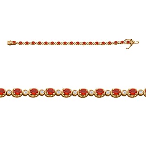 Orange Sapphire and White Zircon 6.15 ctw Fiery Harmony Bracelet in Vermeil Yellow Gold Over Sterling Silver (7.50 In)