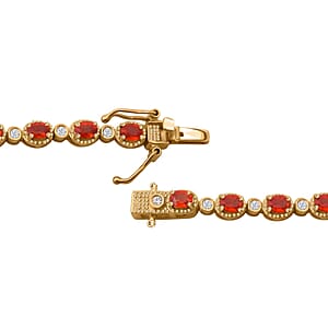 Orange Sapphire and White Zircon 6.70 ctw Fiery Harmony Bracelet in Vermeil Yellow Gold Over Sterling Silver (8.00 In)