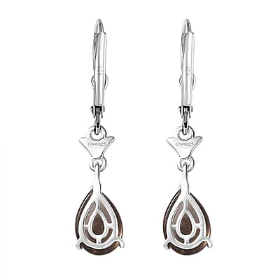 D'Joy Brazilian Smoky Quartz 4.60 ctw Dangling Earrings Sterling Silver