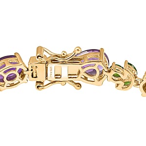 D'Joy Moroccan Amethyst and Chrome Diopside 17.65 ctw Forest Bloom Bracelet in 18K Vermeil Yellow Gold Over Sterling Silver (7.25 In)