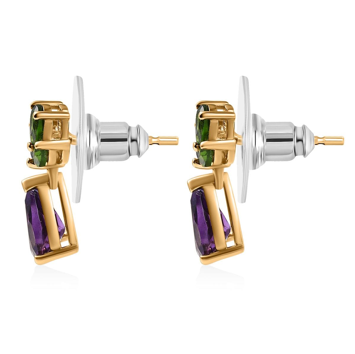 D'Joy Moroccan Amethyst and Chrome Diopside 2.25 ctw Forest Bloom Earrings in 18K Vermeil Yellow Gold Over Sterling Silver image number 3