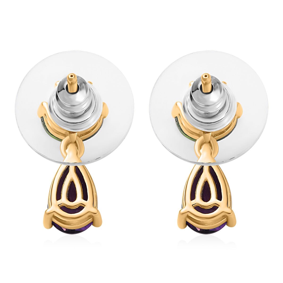 D'Joy Moroccan Amethyst and Chrome Diopside 2.25 ctw Forest Bloom Earrings in 18K Vermeil Yellow Gold Over Sterling Silver image number 4