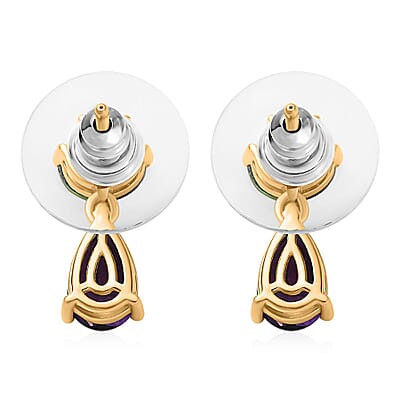 D'Joy Moroccan Amethyst and Chrome Diopside 2.25 ctw Forest Bloom Earrings in 18K Vermeil Yellow Gold Over Sterling Silver