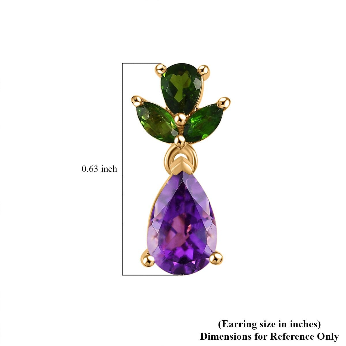 D'Joy Moroccan Amethyst and Chrome Diopside 2.25 ctw Forest Bloom Earrings in 18K Vermeil Yellow Gold Over Sterling Silver image number 5