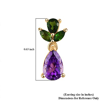 D'Joy Moroccan Amethyst and Chrome Diopside 2.25 ctw Forest Bloom Earrings in 18K Vermeil Yellow Gold Over Sterling Silver