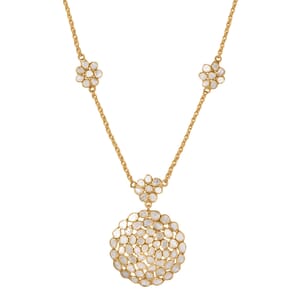 Polki Diamond 3.00 ctw Royal Medallion Necklace in 18K Vermeil Yellow Gold Over Sterling Silver 20 Inches