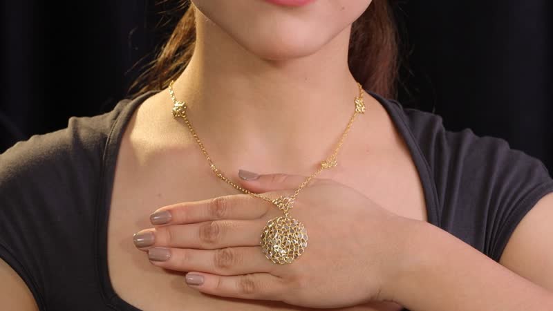 Polki Diamond 3.00 ctw Royal Medallion Necklace in 18K Vermeil Yellow Gold Over Sterling Silver 20 Inches
