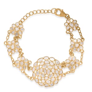 Polki Diamond 2.50 ctw Royal Medallion Bracelet in 18K Vermeil Yellow Gold Over Sterling Silver (7.25 In)