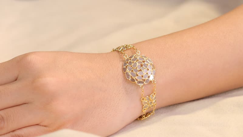 Polki Diamond 2.50 ctw Royal Medallion Bracelet in 18K Vermeil Yellow Gold Over Sterling Silver (7.25 In)