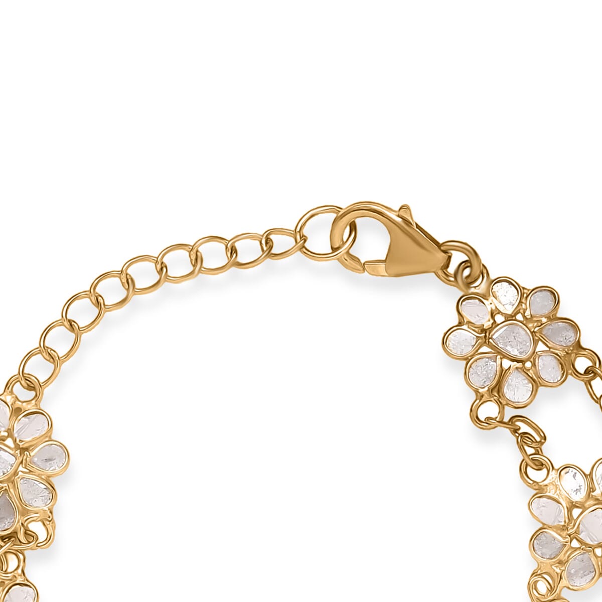 Polki Diamond 2.50 ctw Royal Medallion Bracelet in 18K Vermeil Yellow Gold Over Sterling Silver (7.25 In) image number 3