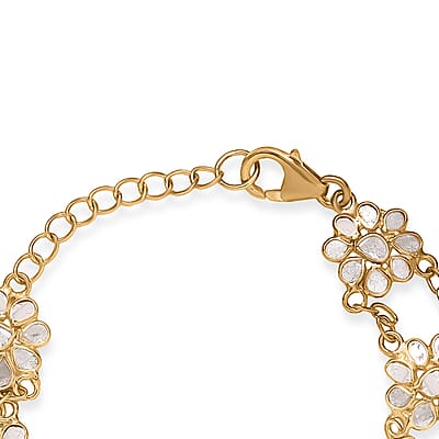 Polki Diamond 2.50 ctw Royal Medallion Bracelet in 18K Vermeil Yellow Gold Over Sterling Silver (7.25 In)