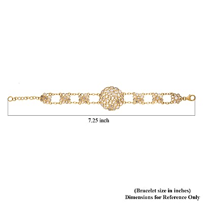 Polki Diamond 2.50 ctw Royal Medallion Bracelet in 18K Vermeil Yellow Gold Over Sterling Silver (7.25 In)