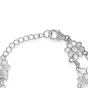 Polki Diamond 2.50 ctw Royal Medallion Bracelet in Rhodium Over Sterling Silver (7.25 In)