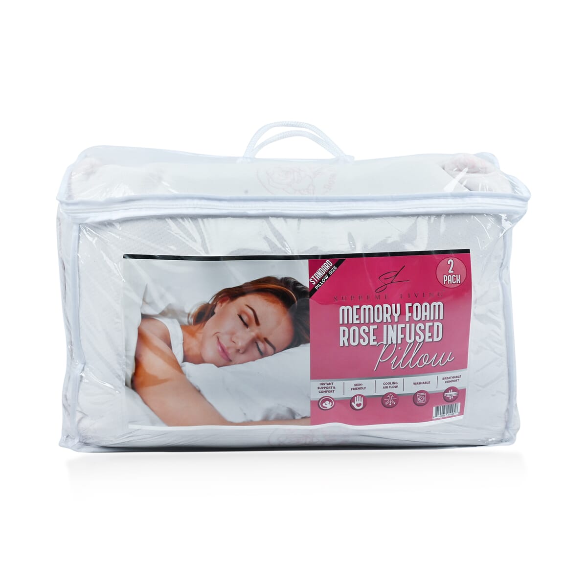 Supreme Living 2pc Memory Foam Rose Infused Pillows -Standard image number 0