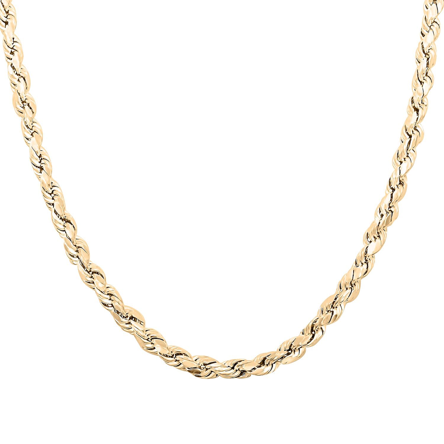 10K Yellow Gold 4mm Rope Chain Necklace 20 Inches 6.80 Grams