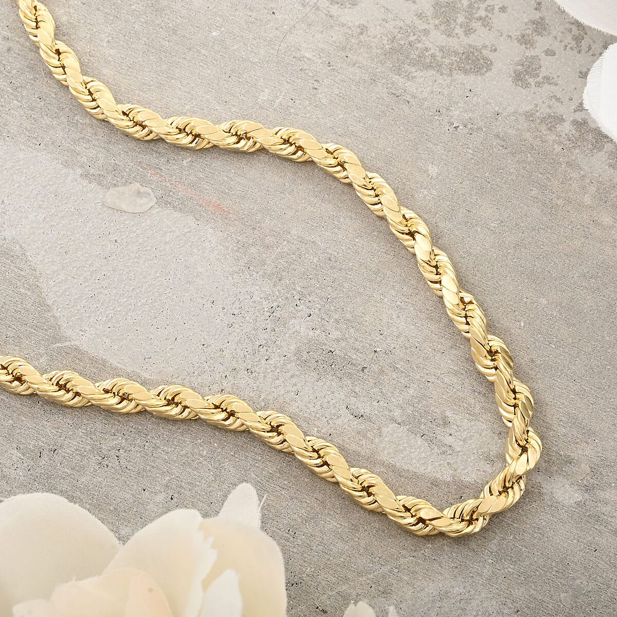 Buy 10K Yellow Gold 4mm Rope Chain Necklace 22 Inches 7.40 Grams at ShopLC.