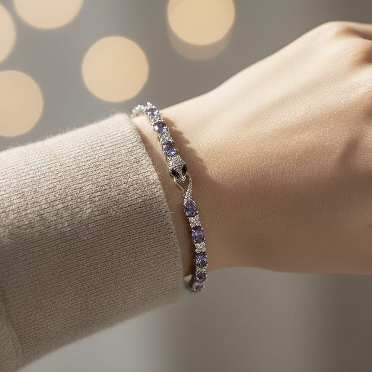 D'Joy Tanzanite and Multi Gemstone 5.85 ctw Bracelet in Rhodium Over Sterling Silver (6.50 In) image number 2