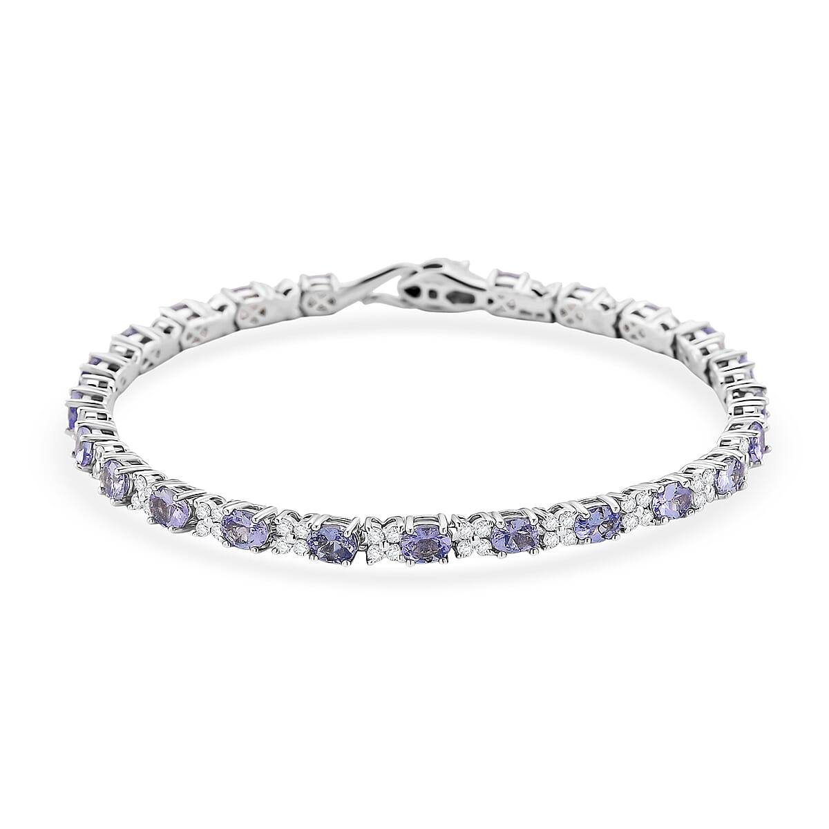 D'Joy Tanzanite and Multi Gemstone 5.85 ctw Bracelet in Rhodium Over Sterling Silver (6.50 In) image number 3
