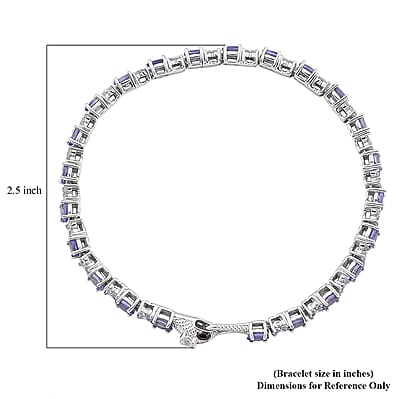 D'Joy Tanzanite and Multi Gemstone 5.85 ctw Serpent Bracelet in Rhodium Over Sterling Silver (6.50 In)