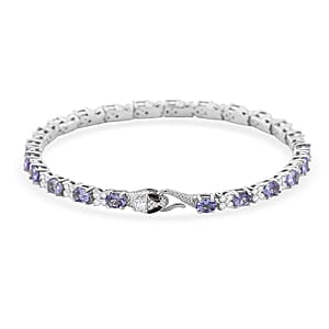 Tanzanite and Multi Gemstone 7.35 ctw Bracelet in Rhodium Over Sterling Silver (8.00 In)