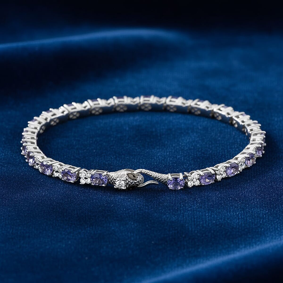 Tanzanite and Multi Gemstone 7.35 ctw Bracelet in Rhodium Over Sterling Silver (8.00 In) image number 1