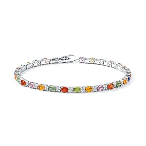  D'Joy Multi Gemstone 7.35 ctw Bracelet in Rhodium Over Sterling Silver (7.25 In)