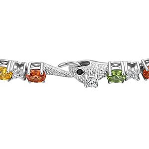  D'Joy Multi Gemstone 7.35 ctw Bracelet in Rhodium Over Sterling Silver (7.25 In)