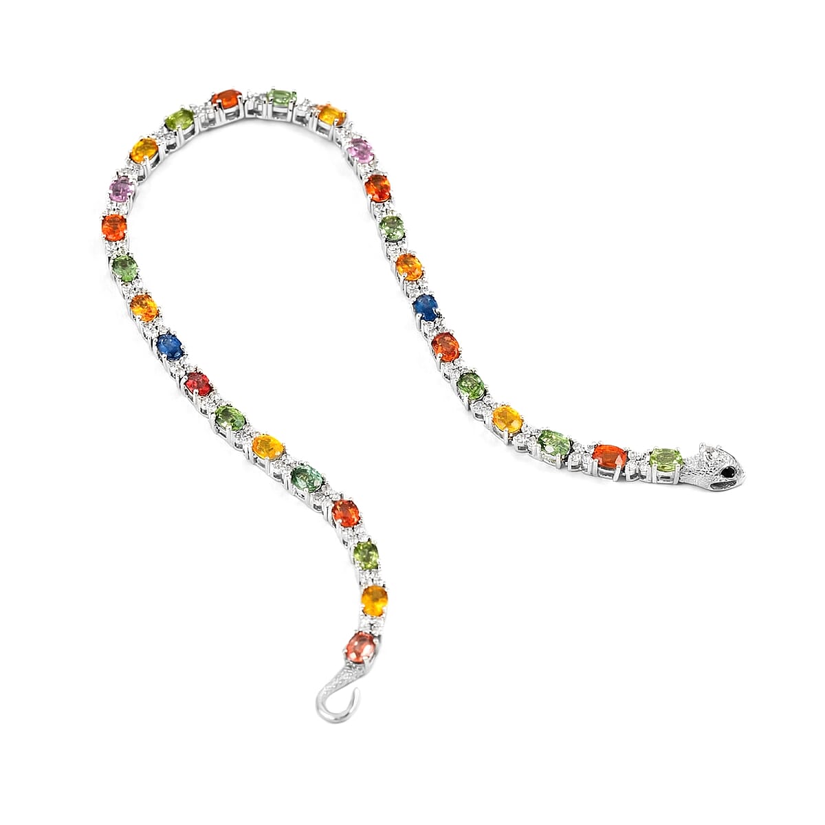 Multi Gemstone 8.20 ctw Bracelet in Rhodium Over Sterling Silver (8.00 In) image number 4