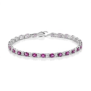 Radiant Ember Garnet and Multi Gemstone 7.50 ctw Bracelet in Rhodium Over Sterling Silver (8.00 In)