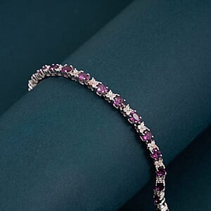 Radiant Ember Garnet and Multi Gemstone 7.50 ctw Bracelet in Rhodium Over Sterling Silver (8.00 In)