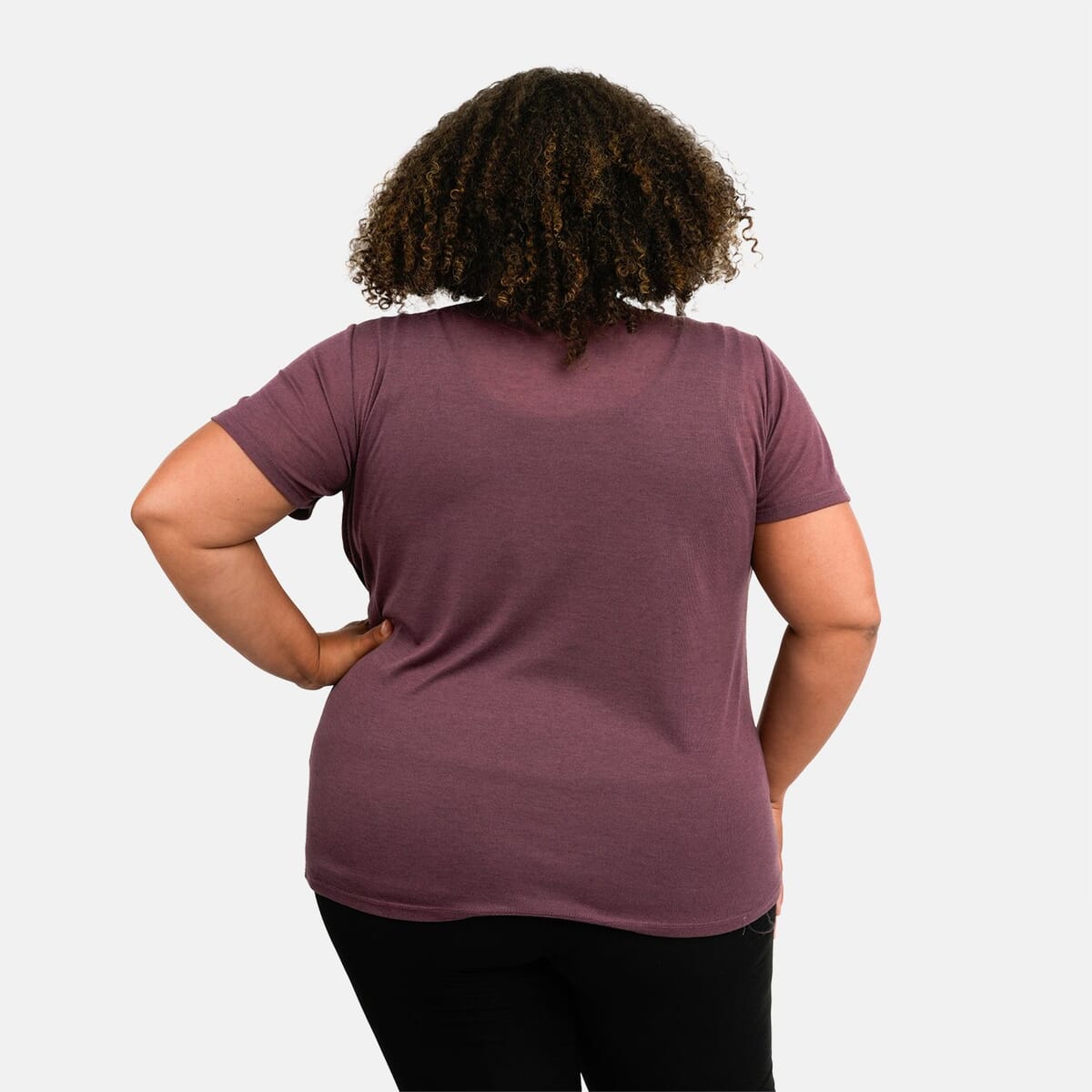 Tamsy Plum Cross Front Slub Knit T-Shirt -  One Size Missy image number 1