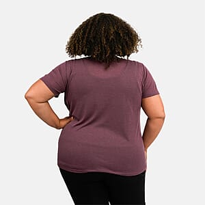 Tamsy Plum Cross Front Slub Knit T-shirt -  One Size Missy