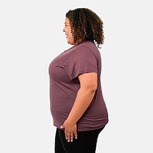 Tamsy Plum Cross Front Slub Knit T-shirt -  One Size Missy