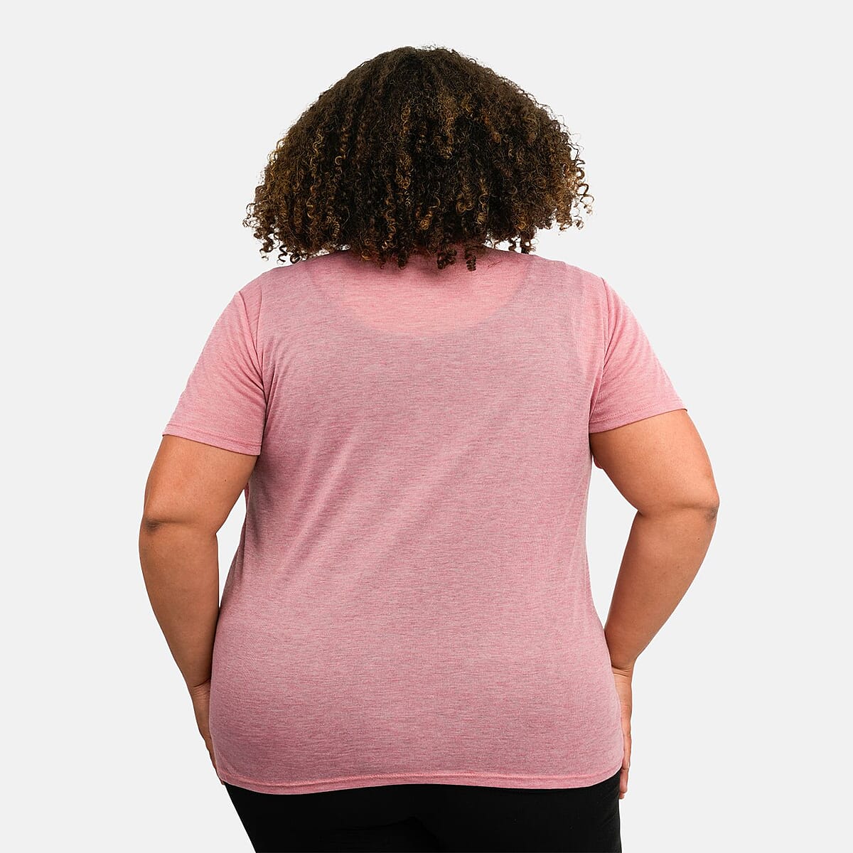 Tamsy Pink Cross Front Slub Knit T-shirt - One Size Missy image number 1